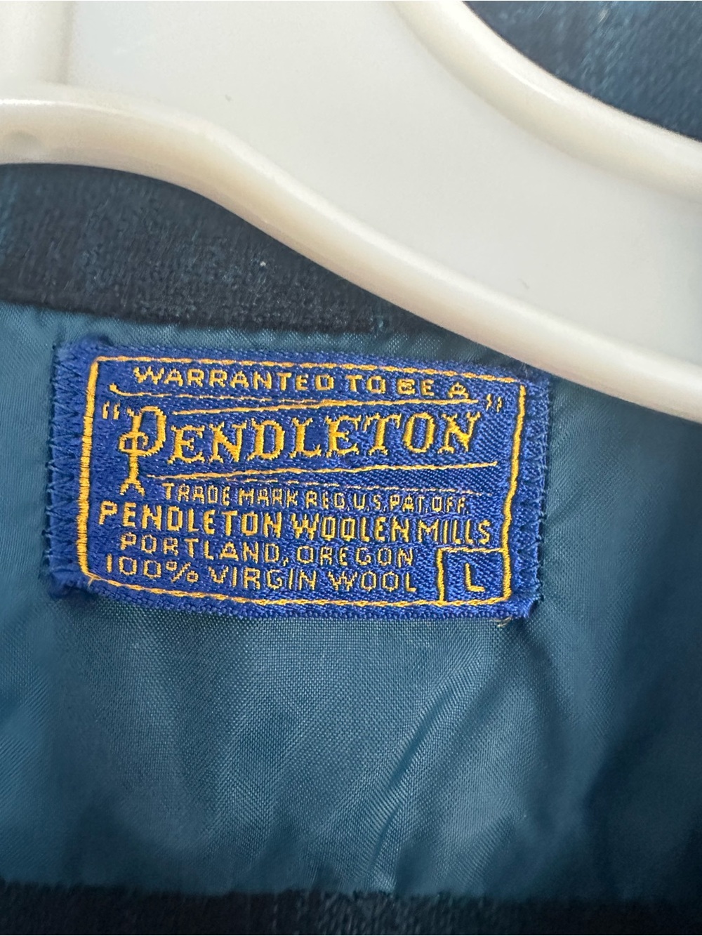 Pendleton Board Shirt Blue Black Plaid Wool Flannel Men's Size L - Picture 2 of 3